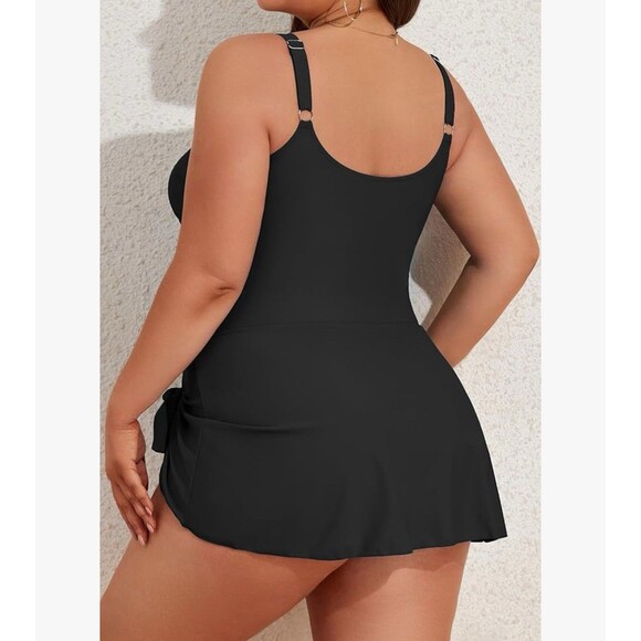 Plus Size Swim dress One Piece Swimsuit Tummy Control Swim black Skirt size 18W - Picture 4 of 14